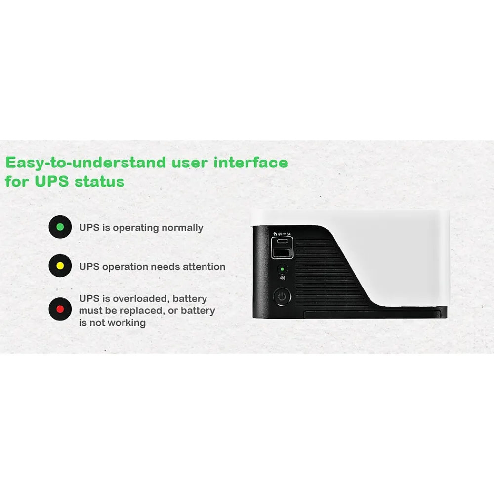 APC UPS Battery Backup, 900VA UPS with 6 Backup Battery Outlets, USB Type-C, White (BE900G3)