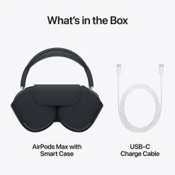 AirPods Max Wireless Active Noise Canceling Over-Ear Headset, USB-C, Bluetooth, Midnight (MWW43AM/A)<Apple Online