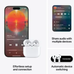 AirPods Noise-Canceling Earbuds with USB-C Charging Case, 4th Generation, Bluetooth, White (MXP93LL/A)<Apple Discount