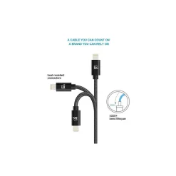 Apple Certified Durable Lightning Cable for iPhone, iPad, 4ft Black (LGHTMFI4FT-BLK)<LAX Gadgets Clearance