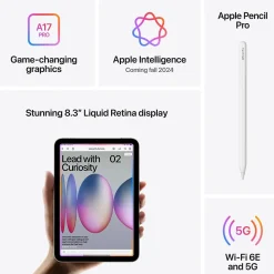 iPad mini (A17 Pro) 8.3" Tablet, WiFi, 256GB, Blue (MXNC3LL/A)<Apple Clearance