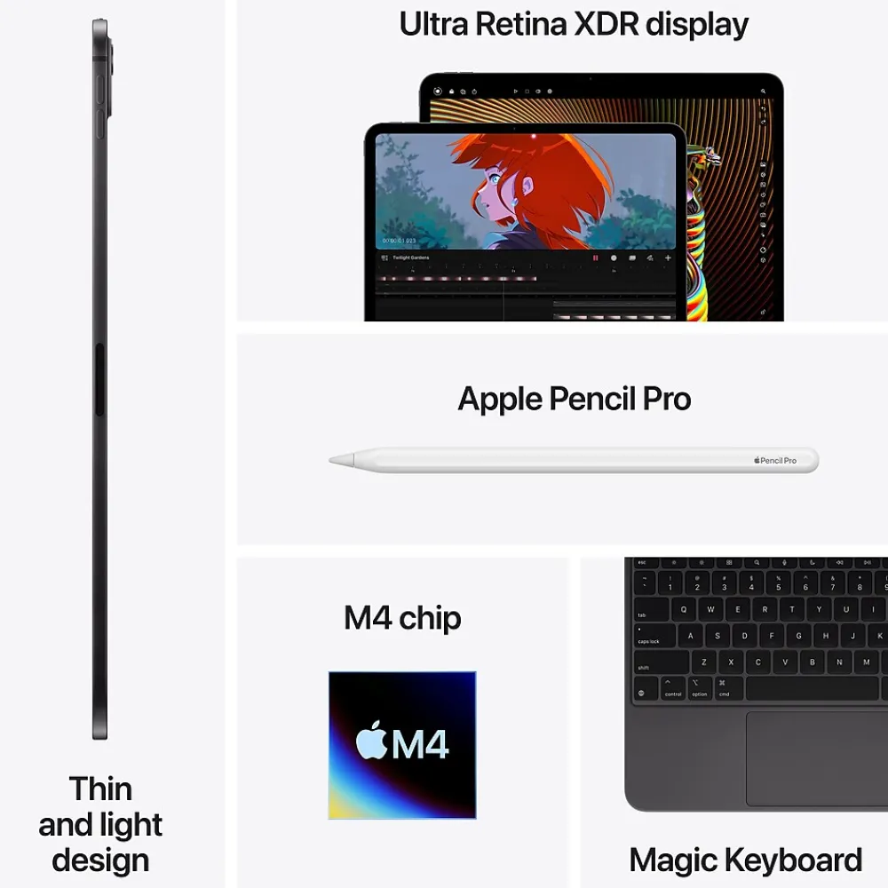 iPad Pro M4 Chip 13" Tablet, 256GB, Wi-Fi, Silver (MVX33LL/A)<Apple Outlet