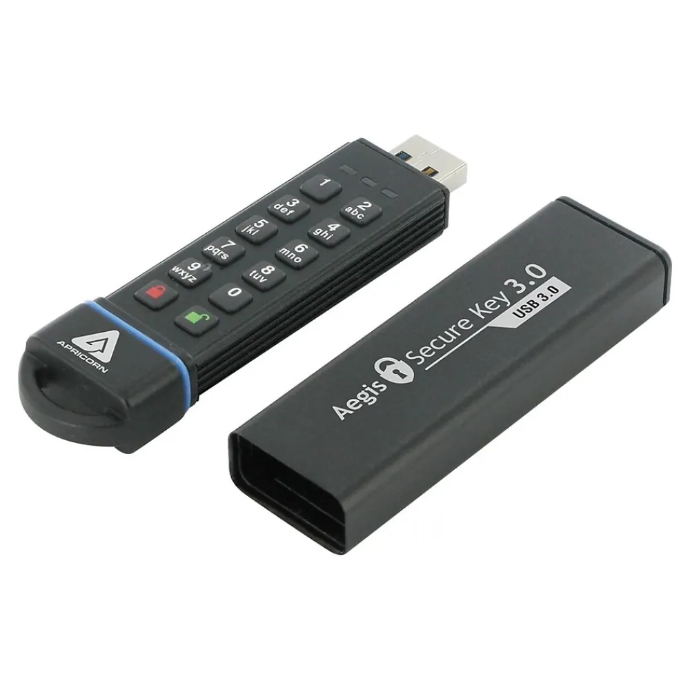 Best Apricorn Aegis Secure Key 30GB USB 3.0 Type A Flash Drive, Black (ASK3-30GB)
