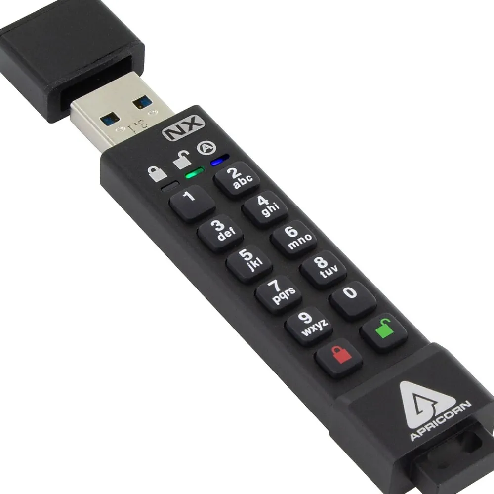 Outlet Apricorn ASK3-NX 8GB USB 3.1 Type A Flash Drive, Black (ASK3-NX-8GB)