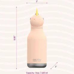 ASOBU Bestie Bottle Unicorn Stainless Steel Vacuum Insulated Water Bottle, 16 oz., Pink (ADNASBV44UN)