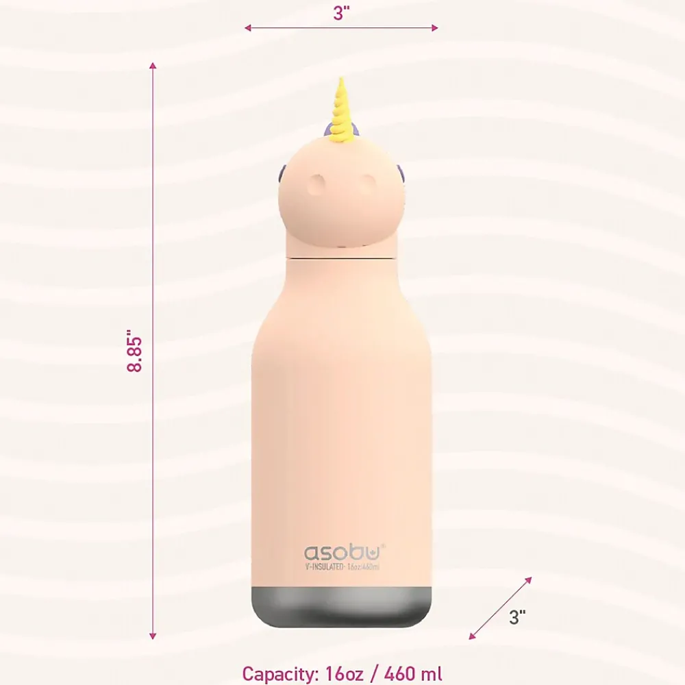 ASOBU Bestie Bottle Unicorn Stainless Steel Vacuum Insulated Water Bottle, 16 oz., Pink (ADNASBV44UN)
