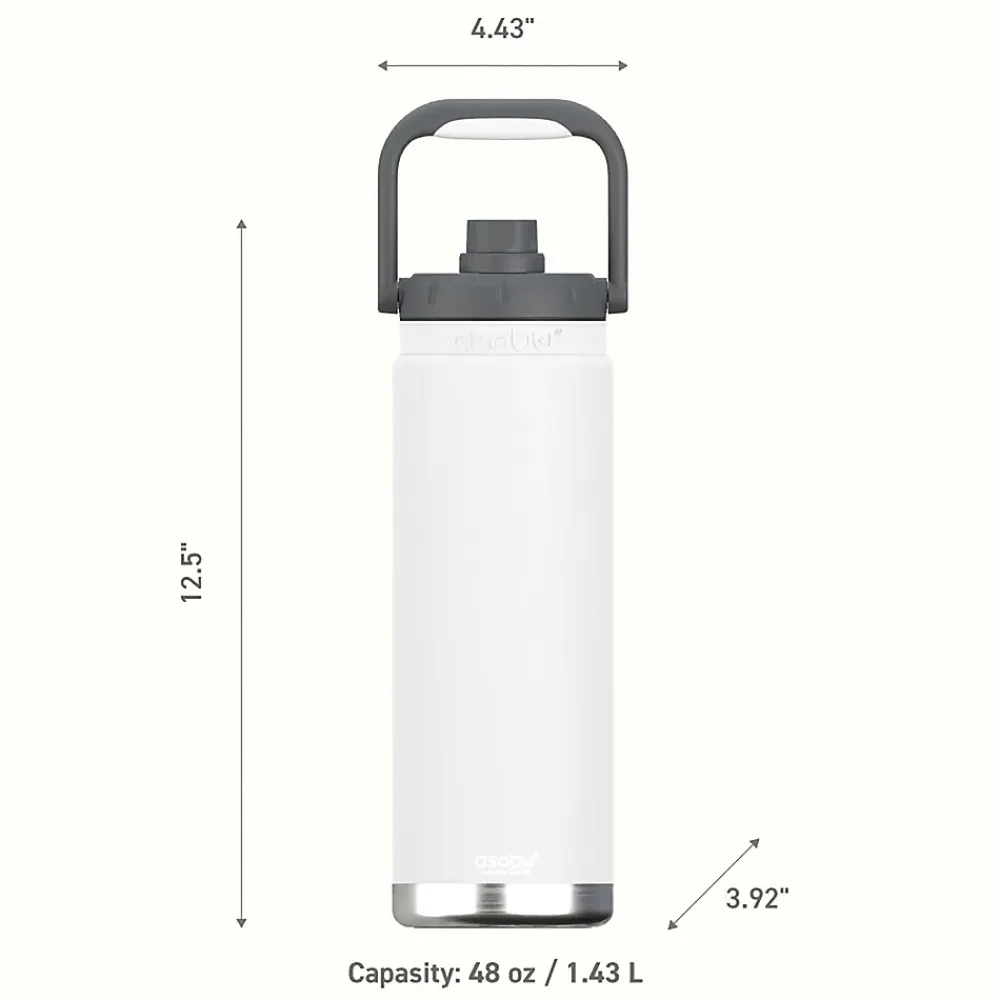 ASOBU Canyon Stainless Steel Vacuum Insulated Water Bottle, 50 oz., White (ADNATMF7W)