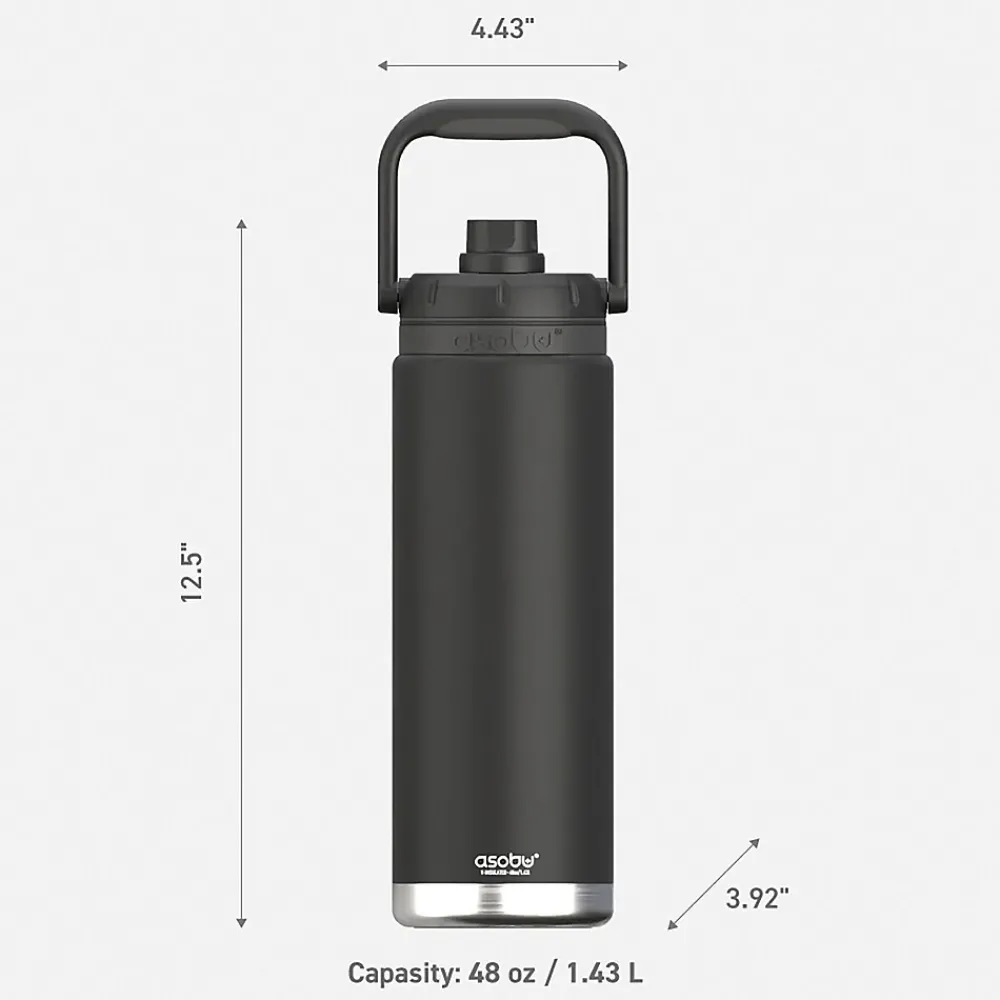 ASOBU Canyon Stainless Steel Vacuum Insulated Water Bottle, 50 oz., Black (ADNATMF7BK)