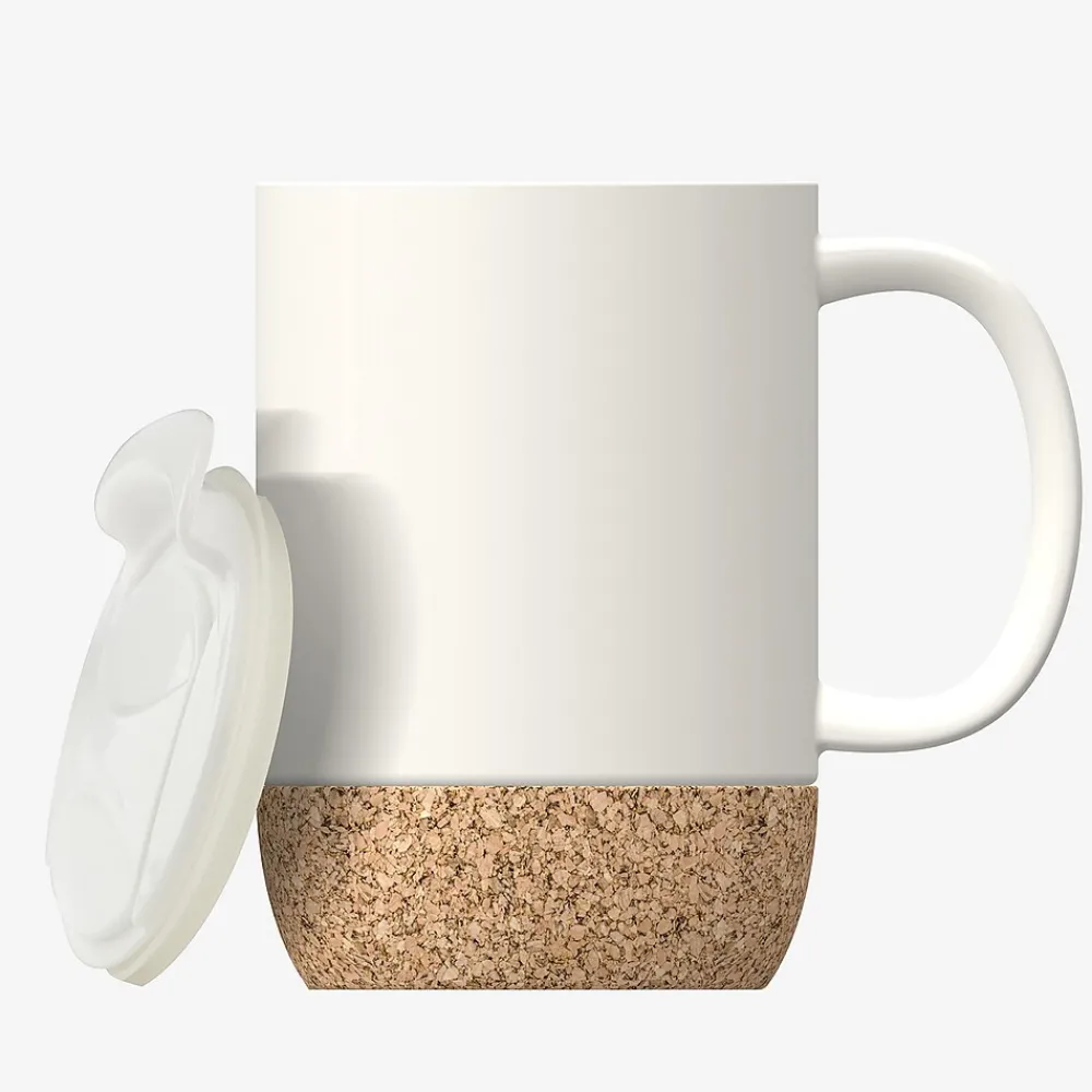 Ceramic Travel Mug with Cork Base, 12 oz., White (SM50W)<ASOBU Outlet