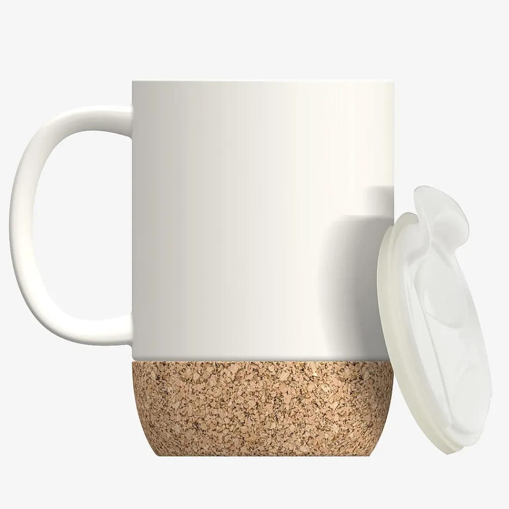 Ceramic Travel Mug with Cork Base, 12 oz., White (SM50W)<ASOBU Outlet