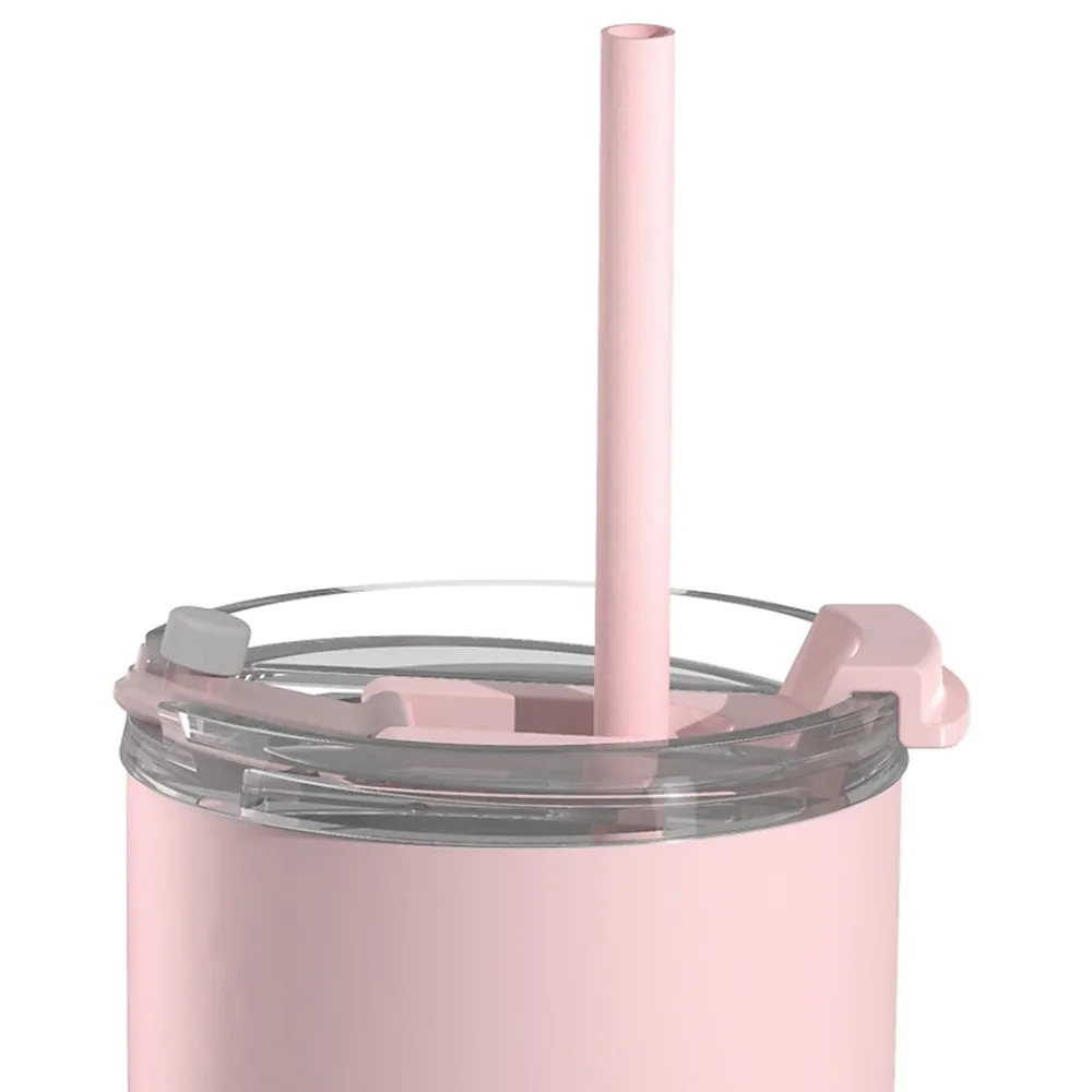 20-Ounce Aquilina Double-Wall-Insulated Stainless Steel Tumbler with Straw, Pink (NA-BF23P)<ASOBU Clearance