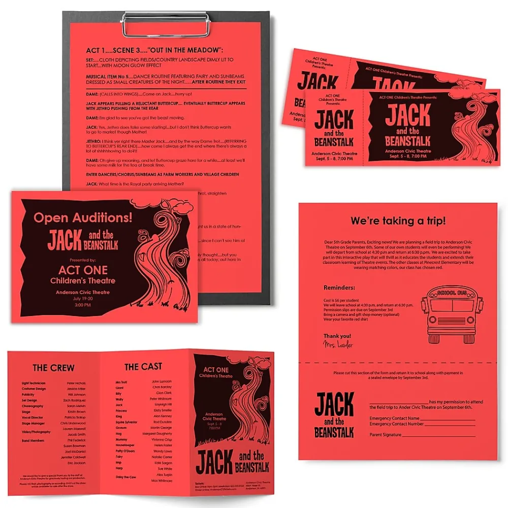 Multipurpose Paper*Astrobrights Colored Paper, 24 lbs., 8.5" x 11", Rocket Red, 500 Sheets/Ream (22641)