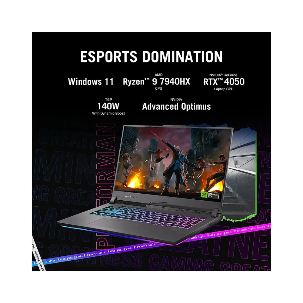 Best Asus ROG Strix G17 17.3" FHD 144Hz Gaming Laptop, Nvidia GeForce RTX 4050, AMD Ryzen 9-7940HX, 16GB RAM, 1TB SSD, Windows 11