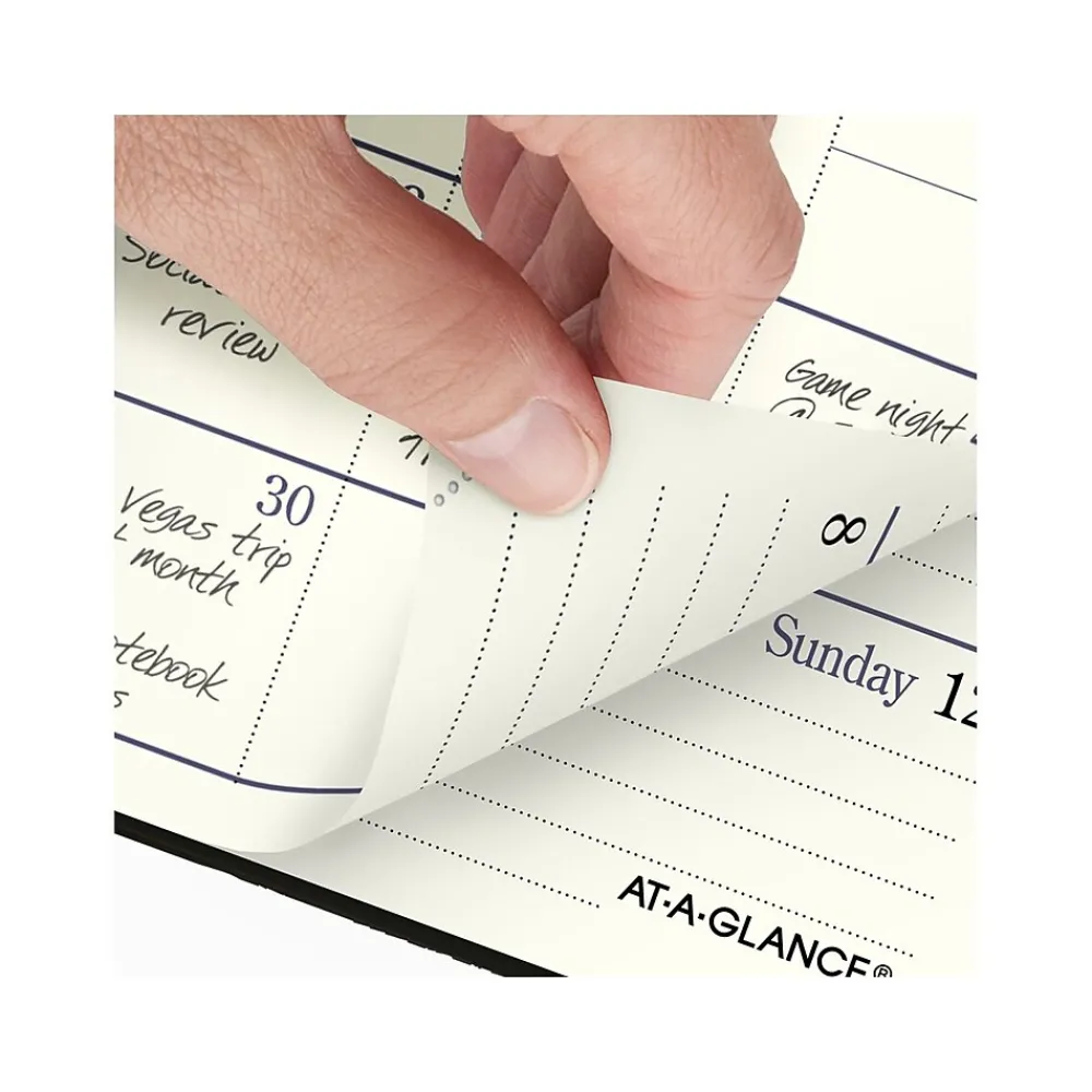 Journals|AT-A-GLANCE Fine Pocket Hardcover Diary, 3" x 5", Ruled, Black (70-1111-05-25)