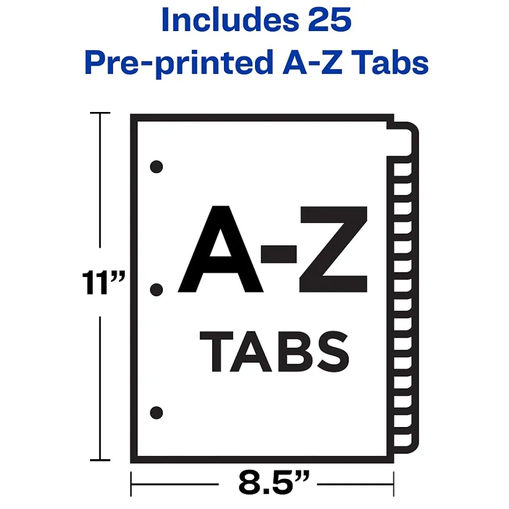 Dividers|Avery A-Z Leather Dividers, 26-Tabs, Gold (11350)