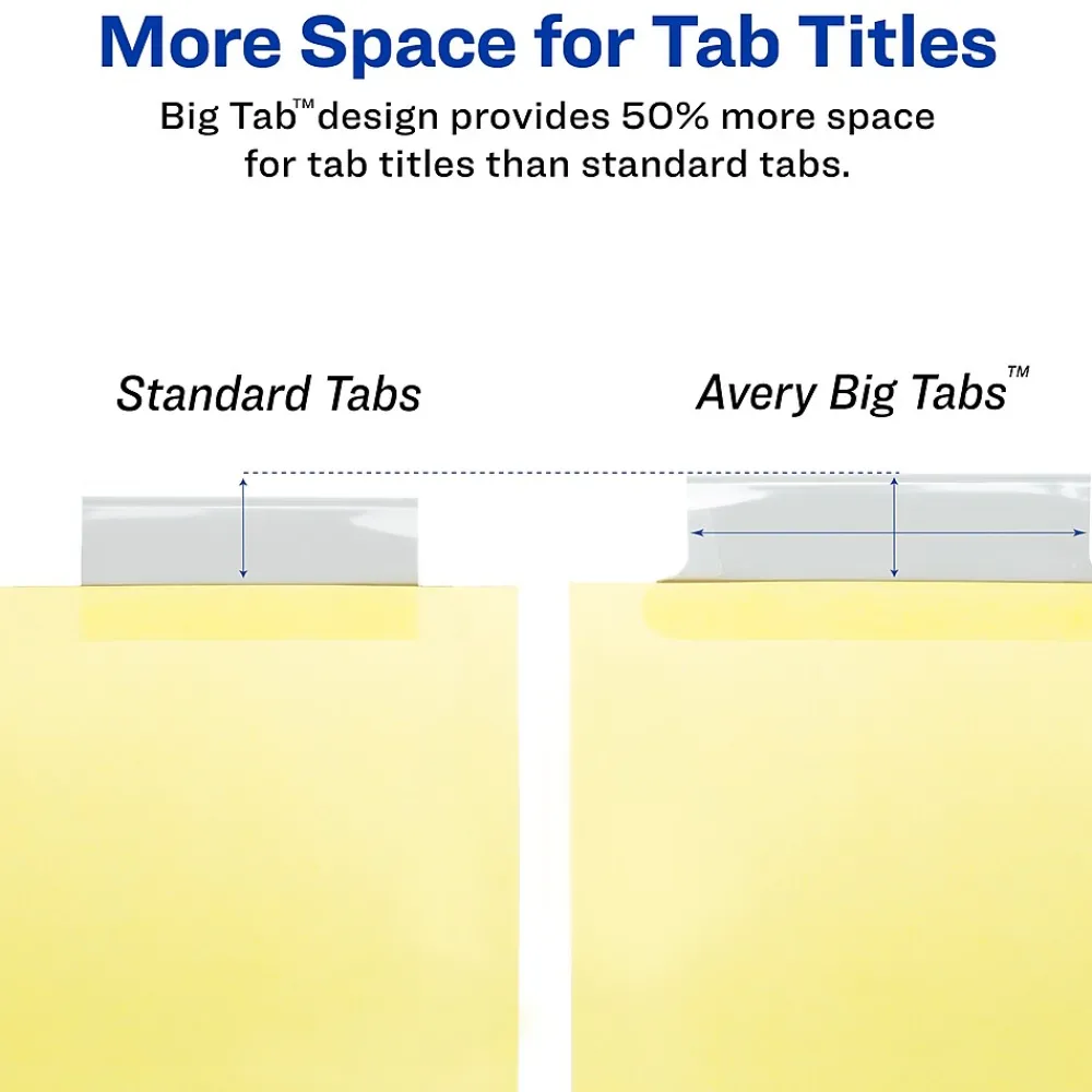 Dividers|Avery Big Tab Insertable Paper Dividers, Clear 8 Tab, Buff (11112)