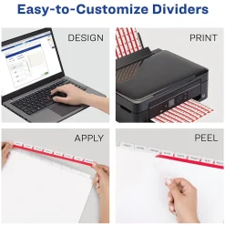 Dividers|Avery Big Tab Print & Apply Label Blank Dividers, 8-Tab, Clear, 5/Set (11493)