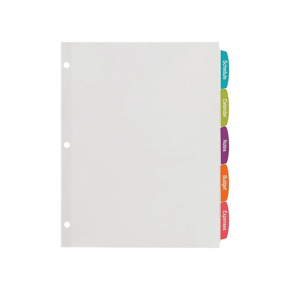 Dividers|Avery Big Tab Printable Paper Dividers with White Labels, 5 Tabs, 4 Sets/Pack (11432)