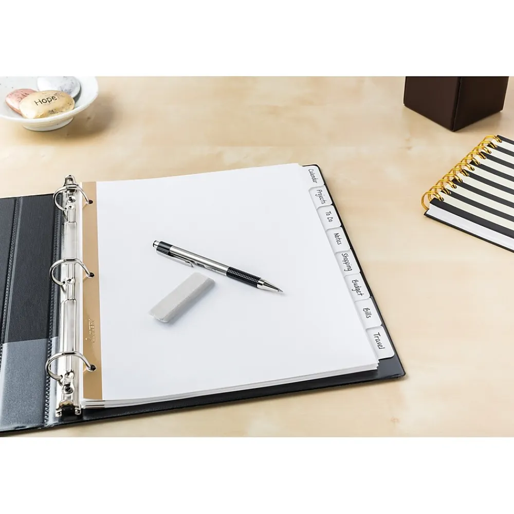 Dividers|Avery Big Tab Write & Erase Paper Divider, 8 Tabs, White/Gold Reinforced, 1 Set (23078)