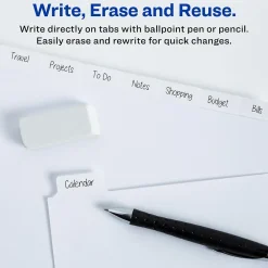 Dividers|Avery Big Tab Write & Erase Paper Dividers, 8 Tab, White, 48 Sets/Carton (23078CT)