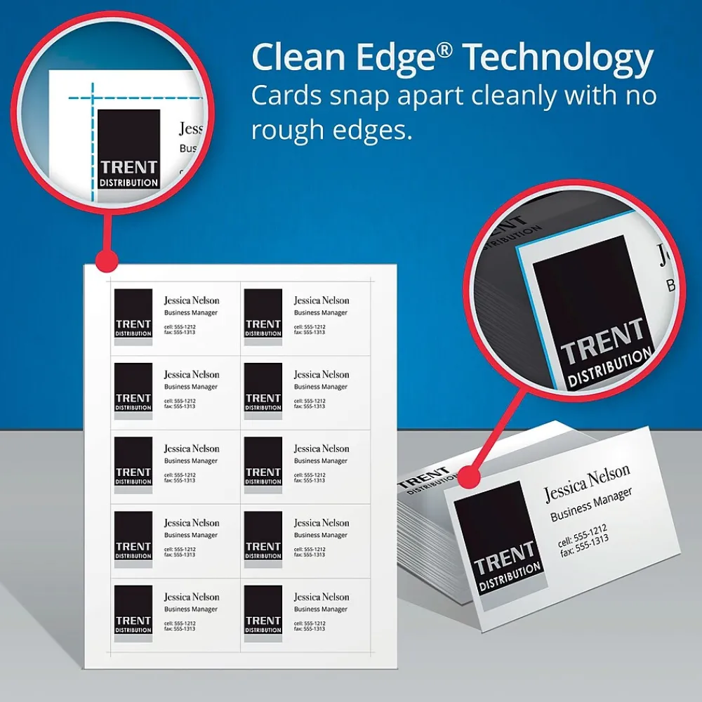 Business Cards*Avery Clean Edge Business Cards, 2" x 3 1/2", Matte White, 200 Per Pack (5871)