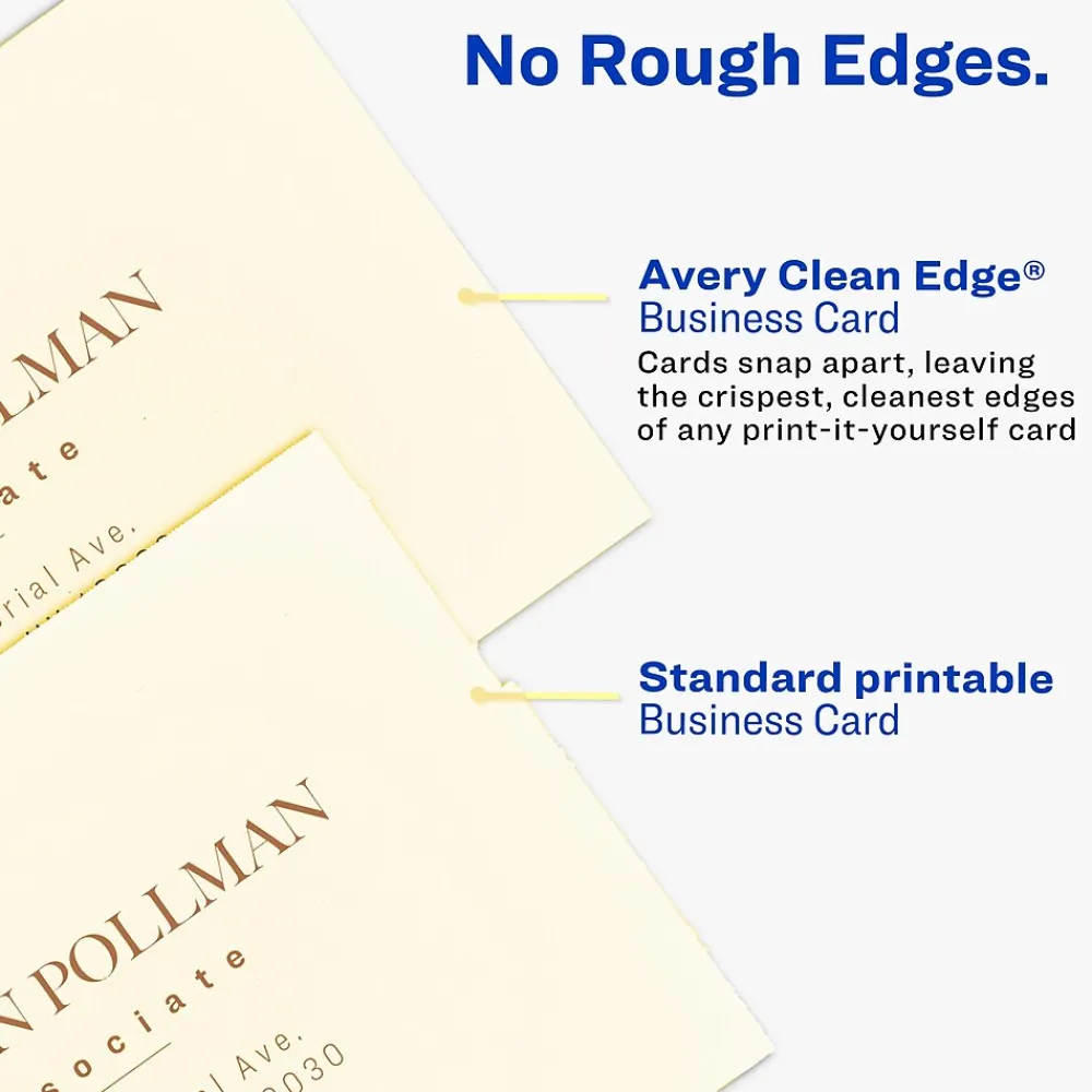 Business Cards*Avery Clean Edge Business Cards, 3.5" x 2", Matte Ivory, 200/Pack (5876)
