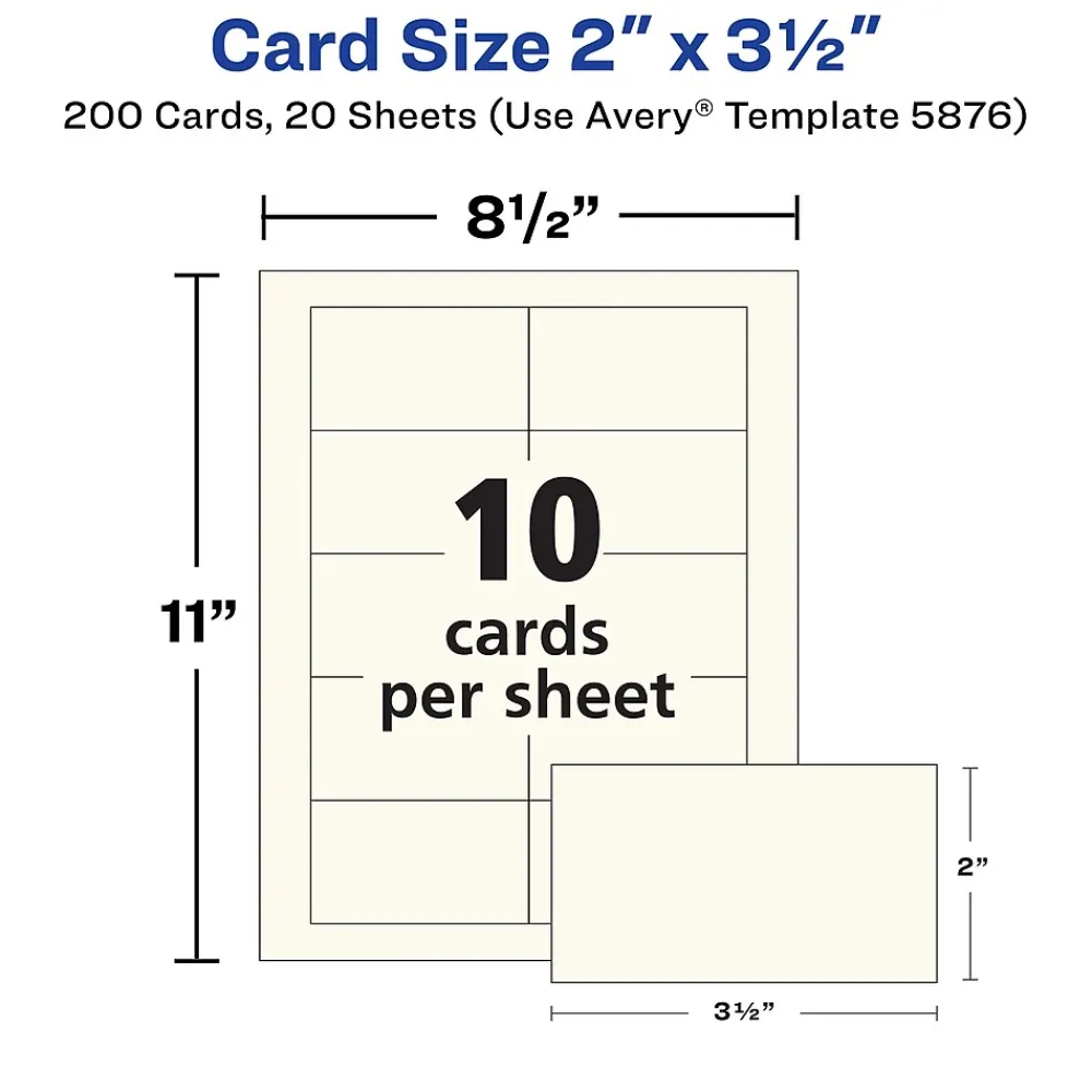 Business Cards*Avery Clean Edge Business Cards, 3.5" x 2", Matte Ivory, 200/Pack (5876)