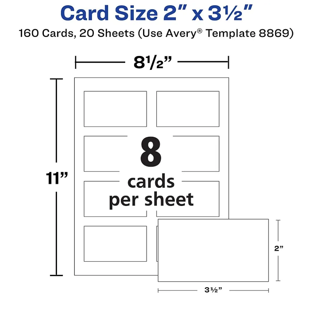 Business Cards*Avery Clean Edge Business Cards, 3.5" x 2", Matte White, 160/Pack (8869)