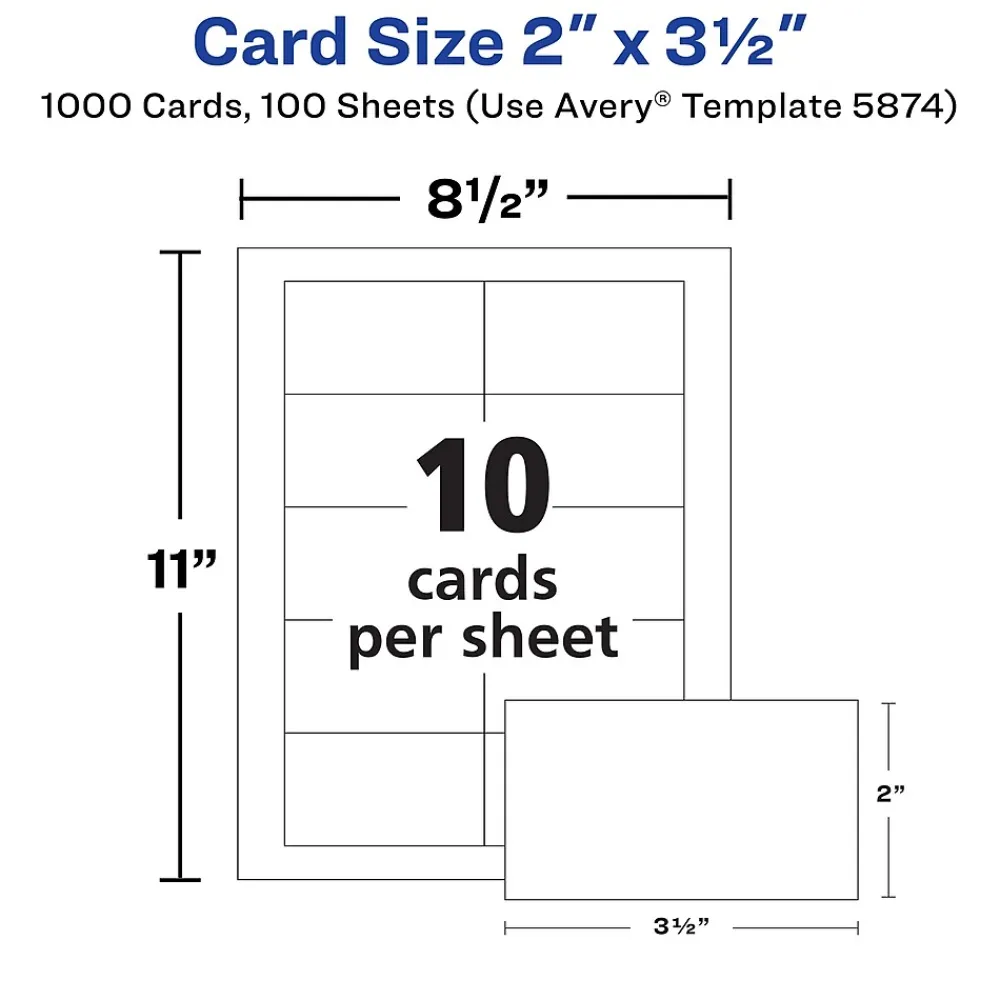 Business Cards*Avery Clean Edge Business Cards, 2" x 3 1/2", Matte White, 1000 Per Pack (5874)