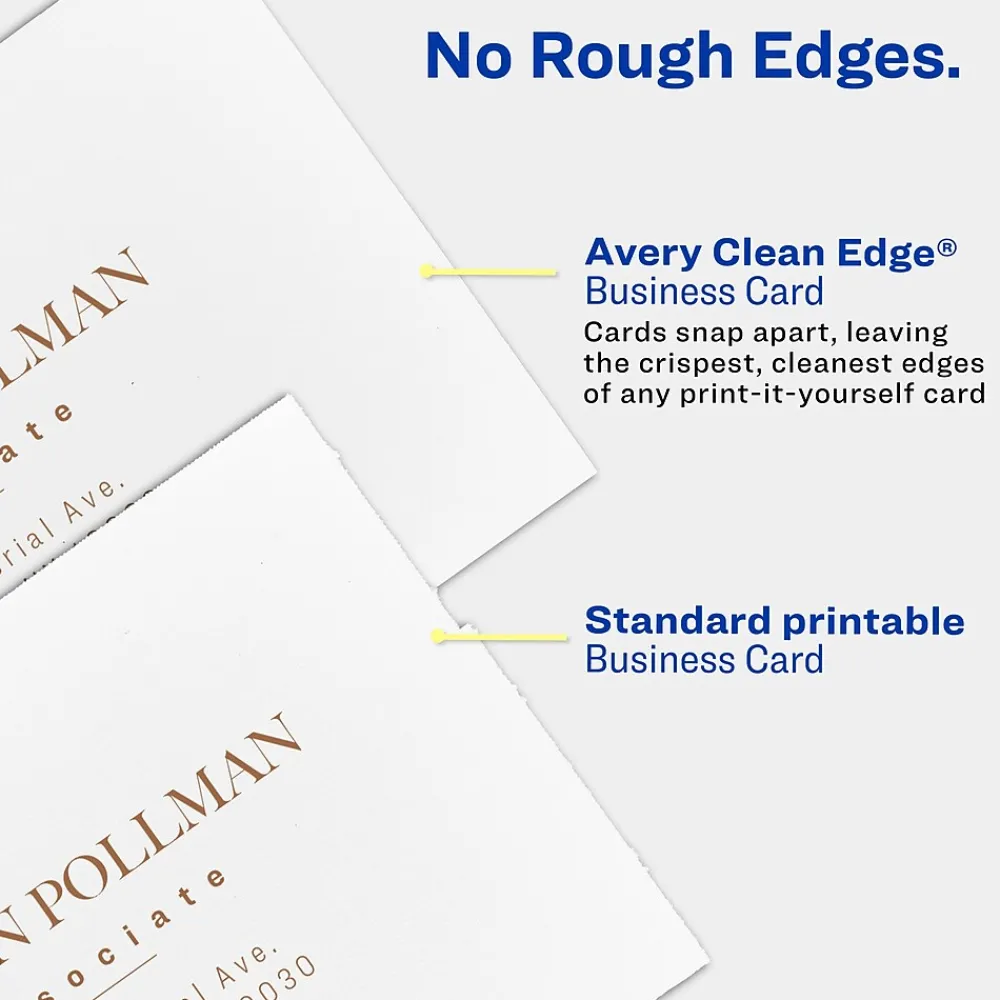 Business Cards*Avery Clean Edge Business Cards, 2" x 3 1/2", Matte White, 2000 Per Pack (5870)