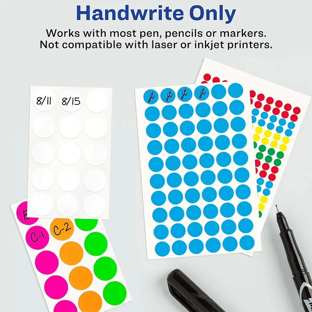 Labels|Avery Color-Coding Labels, 1/2 " Dia, Light Blue, Non-Printable, 840 Labels/Pack (5050)