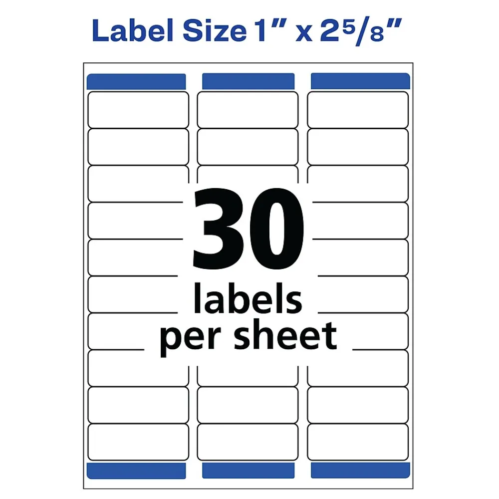 Outlet Avery Easy Peel Laser Address Labels, 1" x 2-5/8", White, 3,000 Labels/Box (5160)