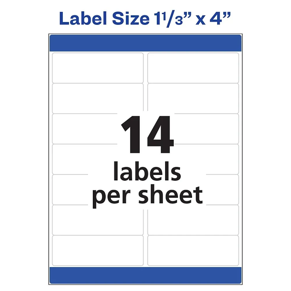 Outlet Avery Easy Peel Laser Address Labels, 1-1/3" x 4", White, 350 Labels/Pack (5262)