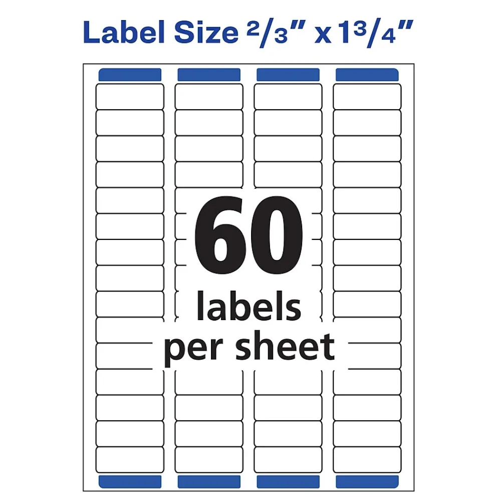 Outlet Avery Easy Peel Laser Return Address Labels, 2/3" x 1 3/4", White, 1,500 Labels/Pack (5195)