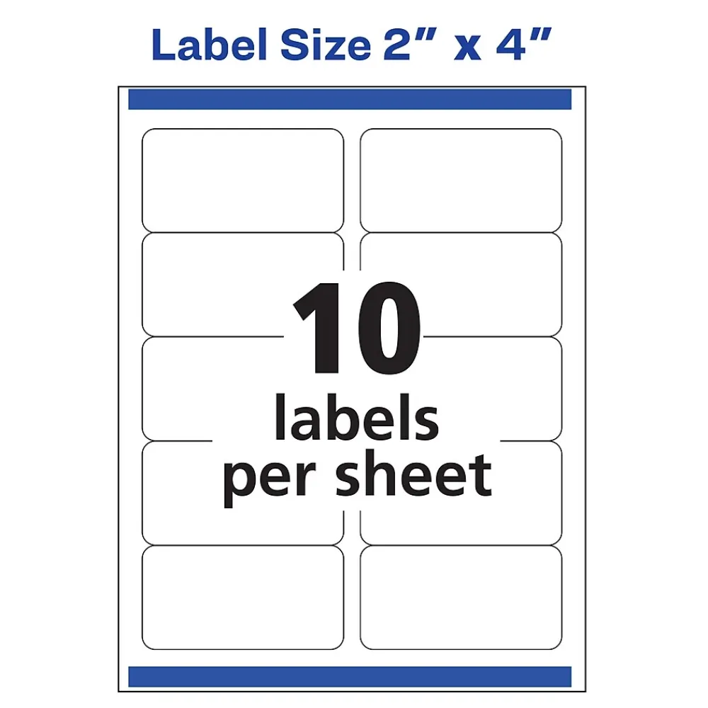 Best Avery Easy Peel Laser Shipping Labels, 2" x 4", Glossy White, 100 Labels/Pack (6527)
