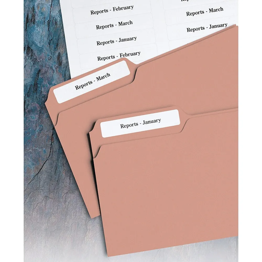 Labels|Avery EcoFriendly Laser/Inkjet File Folder Labels, 2/3" x 3-7/16", White, 750 Labels/Box (48266)