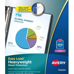 Sheet Protectors|Avery Heavyweight Sheet Protectors, 8-1/2" x 11", Diamond Clear, Acid-Free, 200/Box (74400)