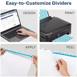Dividers|Avery Index Maker Big Tab Paper Dividers with Print & Apply Label Sheets, 5 Tabs, White (11490)