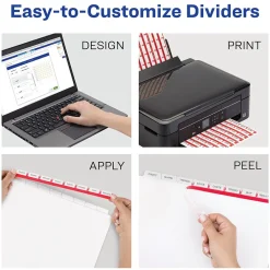 Dividers|Avery Index Maker Extra-Wide Paper Dividers with Print & Apply Label Sheets, 8 Tabs, White, 5 Sets/Pack (AVE11441)