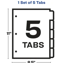 Dividers|Avery Index Maker Plastic Dividers with Print & Apply Label Sheets, 5 Tabs, Frosted White (11449)