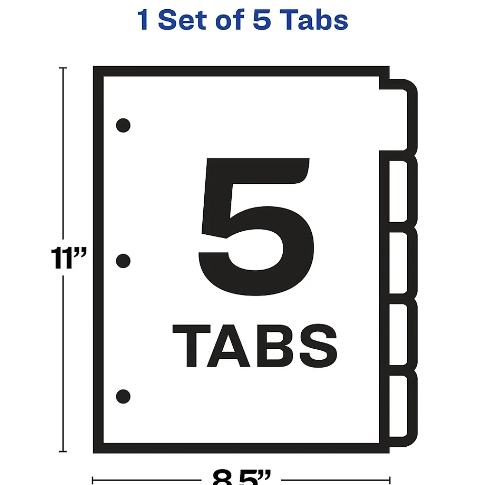 Dividers|Avery Index Maker Plastic Dividers with Print & Apply Label Sheets, 5 Tabs, Frosted White (11449)