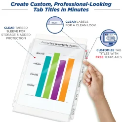 Dividers|Avery Index Maker Sheet Protector Dividers with Print & Apply Label Sheets, 8 Tabs, Clear (75501)