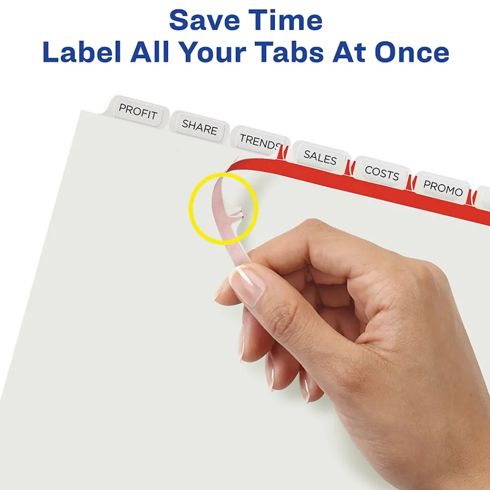 Dividers|Avery Index Maker Unpunched Paper Dividers with Print & Apply Label Sheets, 8 Tabs, White, 25 Sets/Pack (11444)