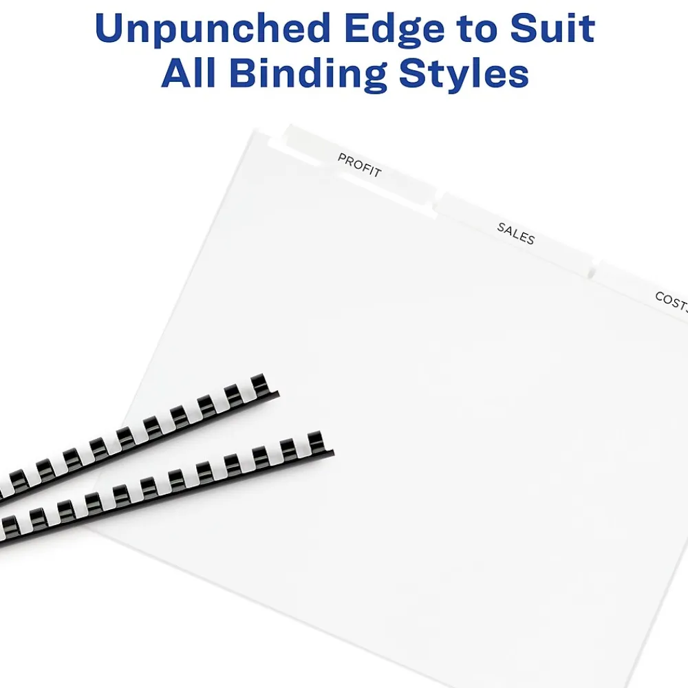 Dividers|Avery Index Maker Unpunched Paper Dividers with Print & Apply Label Sheets, 8 Tabs, White, 25 Sets/Pack (11444)