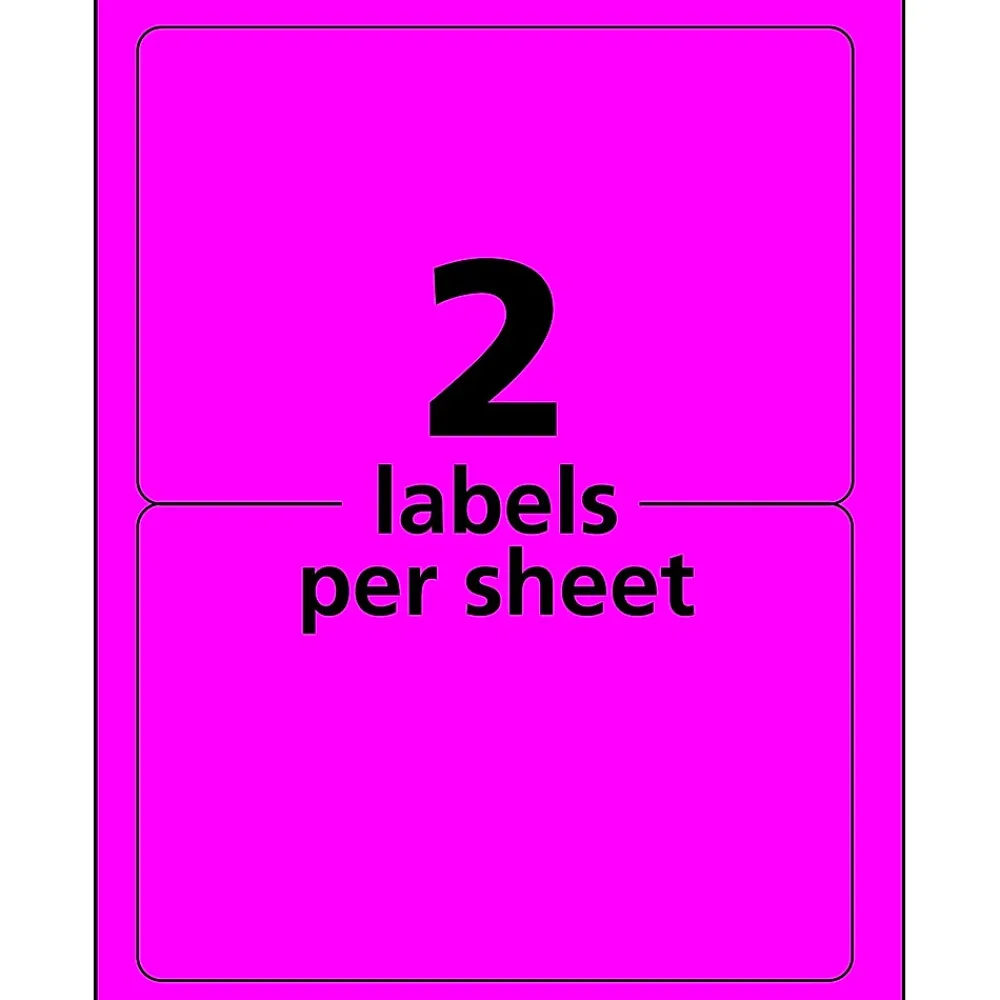 New Avery Laser Shipping Labels, 5 1/2" x 8 1/2", Neon Magenta, 200 Labels/Box (5948)