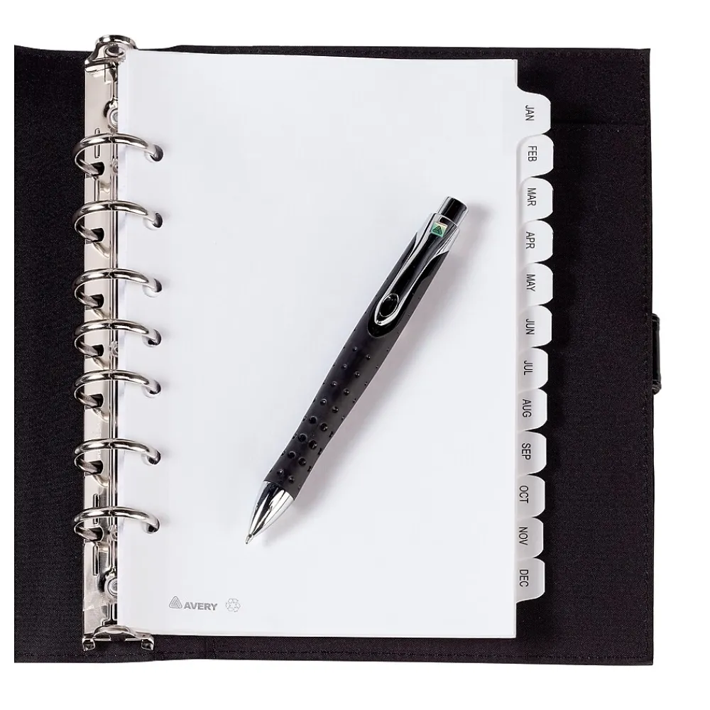 Dividers|Avery Pre-Printed Mini Paper Dividers, Jan-Dec Tabs, White (11315)