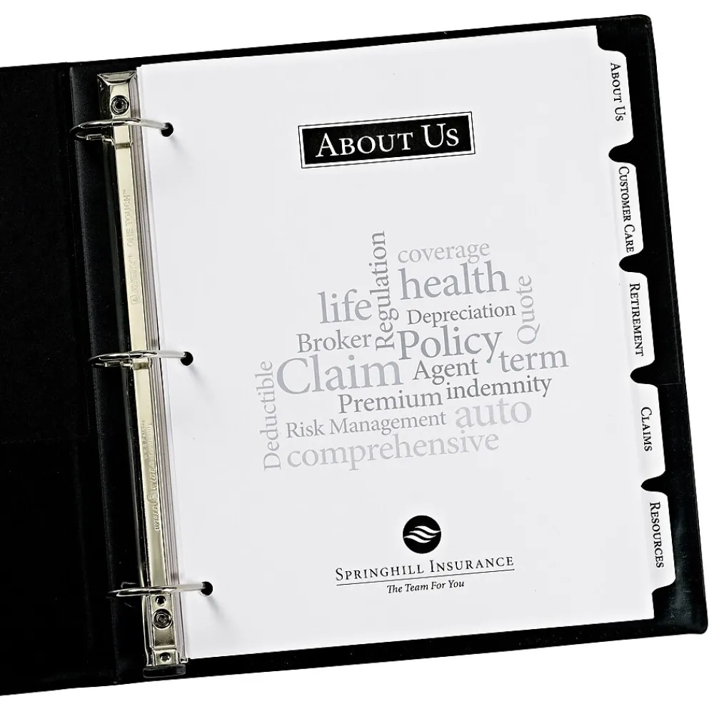 Dividers|Avery Print-On Paper Dividers, 5 Tabs, White, 25 Sets/Pack (11517)