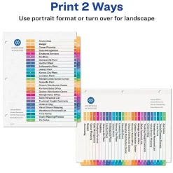Dividers|Avery Ready Index Table of Contents Pre-Printed Paper Divider, A-Z Tabs , Multicolor, 6 Sets (11832)