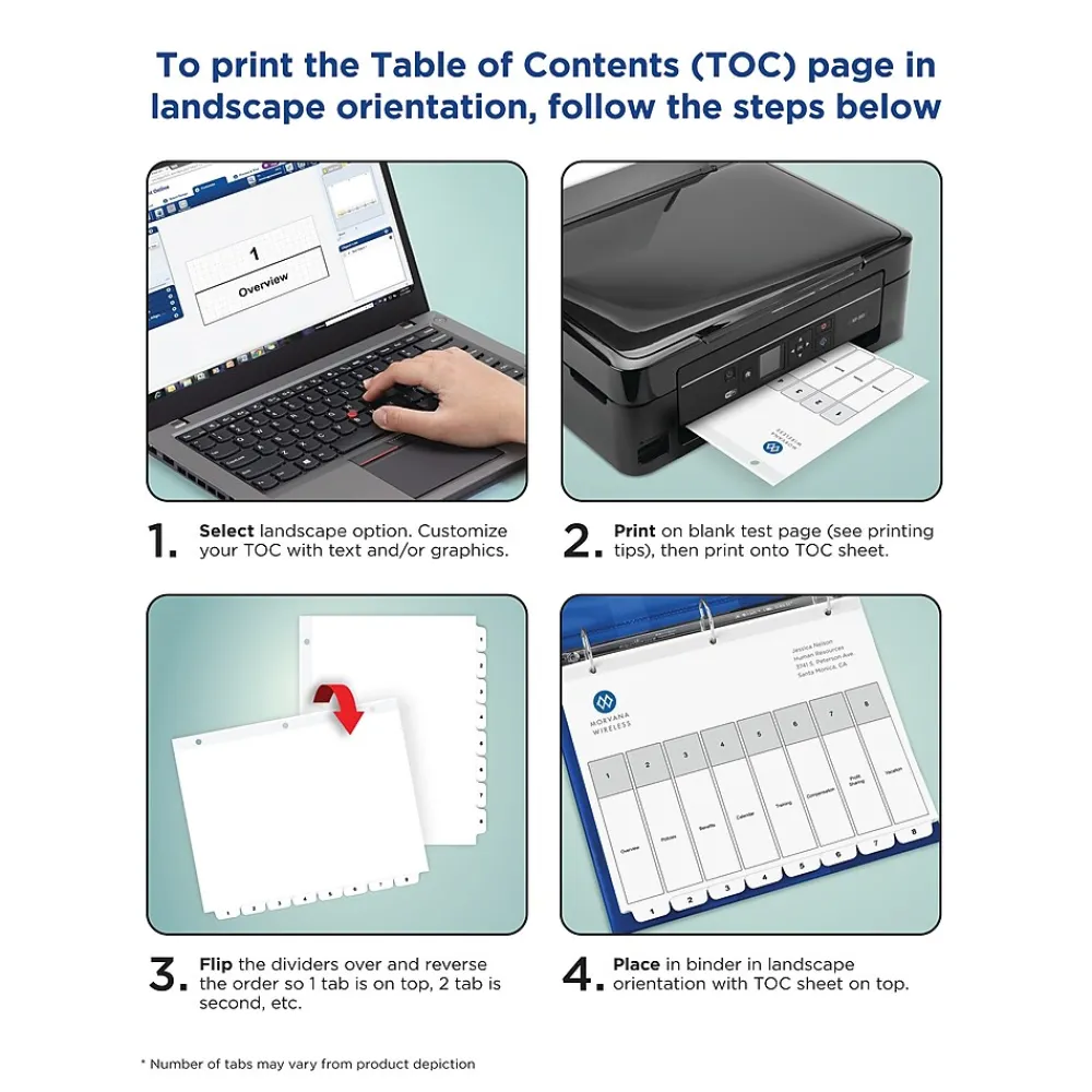 Dividers|Avery Ready Index Table of Contents Pre-Printed Paper Dividers, A-Z Tabs, Multicolor, 1 Set (11125)