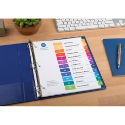 Dividers|Avery Ready Index Table of Contents Pre-Printed Numeric Paper Divider, 12 Tabs, Multicolor, 1 Set (11141)